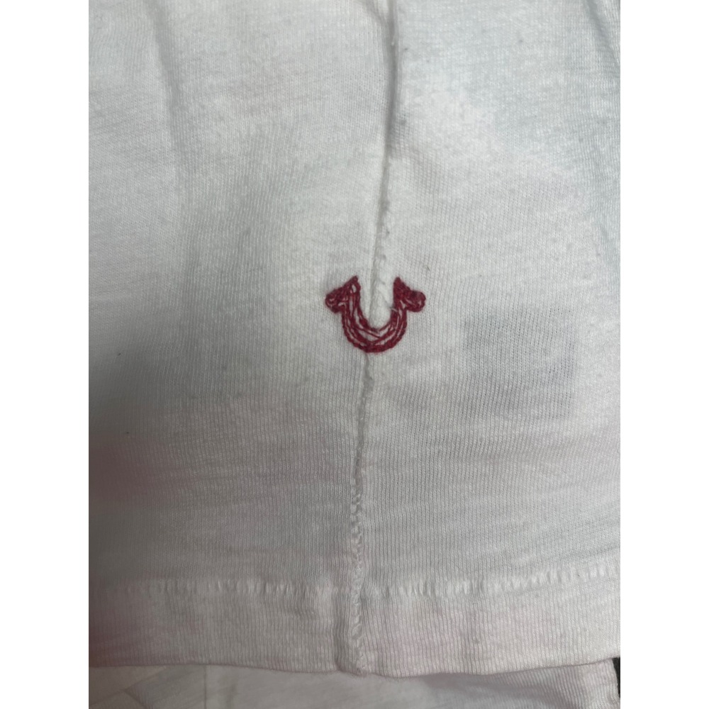 True Religion White T-Shirt XXXL Camo Horseshoe Logo Short Sleeve Pocket - Picture 4 of 6